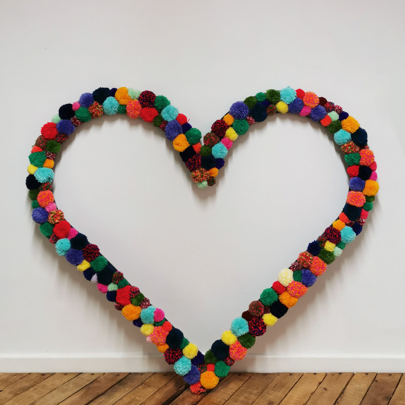 Colourful Pom-pom Heart Frame 